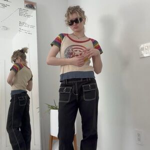 Black low rise flared slacks